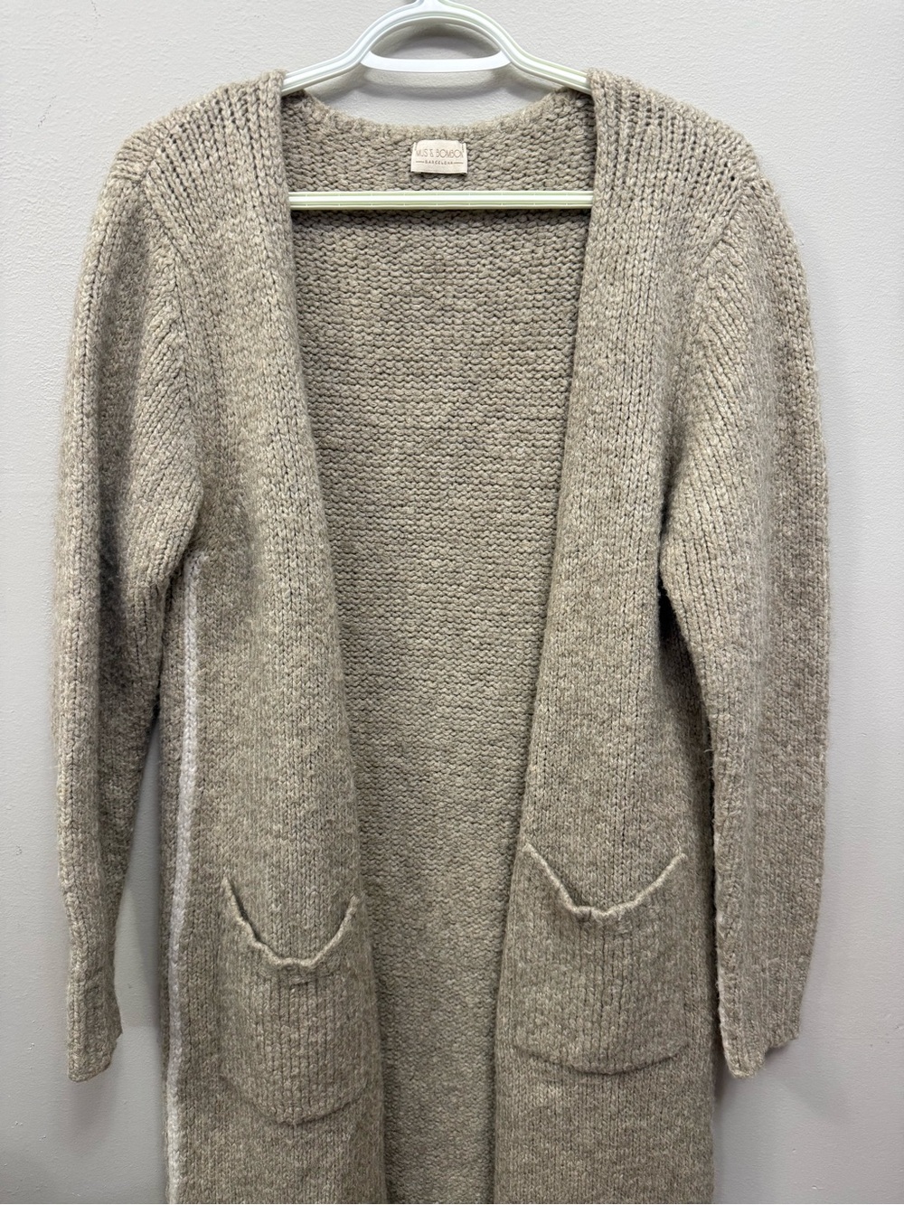 Mus & Bombon Open-Front Longline Knit Cardigan - Cream Women's Small